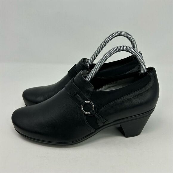 Abeo Raine Black Leather Slip-On Ankle Bootie Pumps Size 8 Neutral Fall - Picture 6 of 10